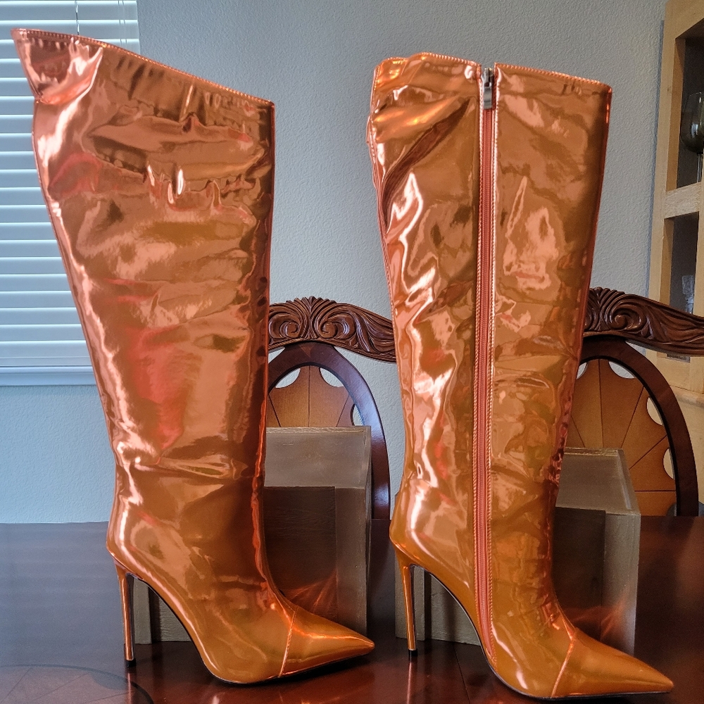 Metallic Orange Boots